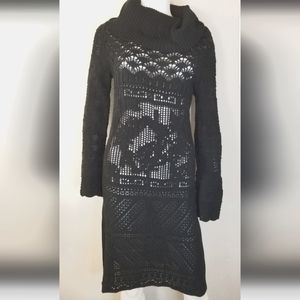 GAULTIER MAILLE FEMME BLACK WOOL SWEATER DRESS SIZE MEDIUM